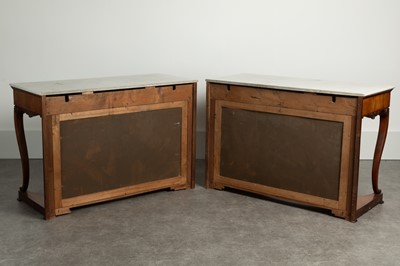 Lot 84 - A pair of walnut console tables