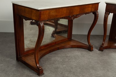 Lot 84 - A pair of walnut console tables