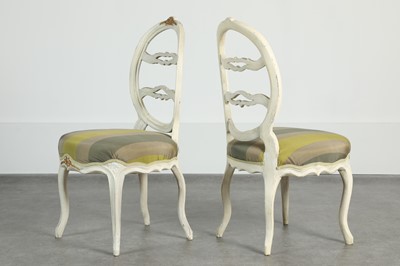Lot 175 - A harlequin set of six Gustavian dining chairs