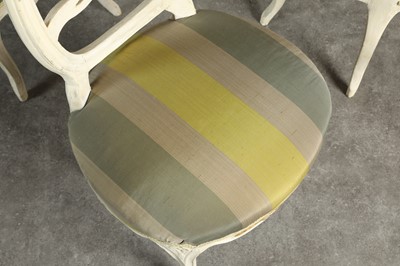 Lot 175 - A harlequin set of six Gustavian dining chairs