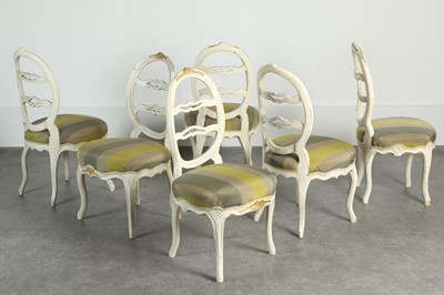 Lot 175 - A harlequin set of six Gustavian dining chairs
