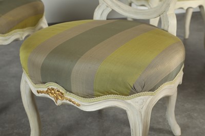 Lot 175 - A harlequin set of six Gustavian dining chairs