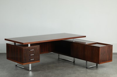 Lot 318 - A rosewood and steel executive desk