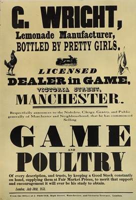 Lot 91 - An advertising sign for 'G. Wright, Lemonade Manufacturer'