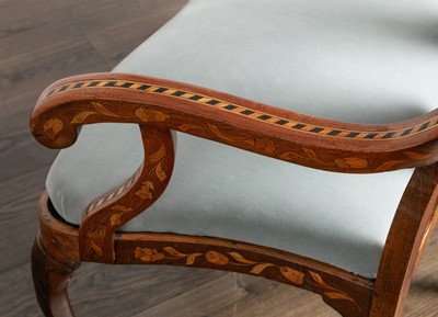 Lot 38 - A pair of walnut marquetry double chair-back settees