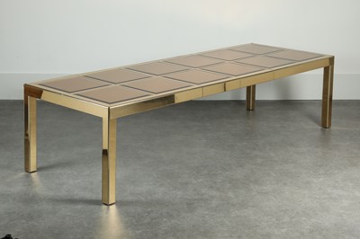Lot 415 - A Mastercraft brass extending dining table