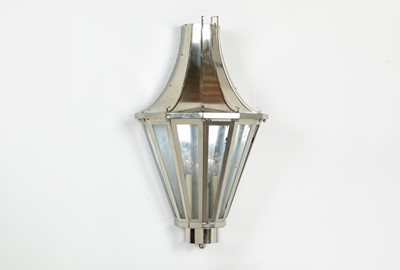 Lot 138 - A pair of nickel-plated wall lanterns