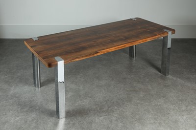 Lot 336 - A chrome and rosewood dining table