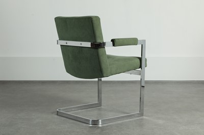 Lot 200 - A set of six steel cantilever armchairs