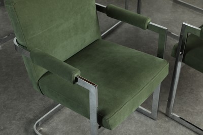 Lot 200 - A set of six steel cantilever armchairs