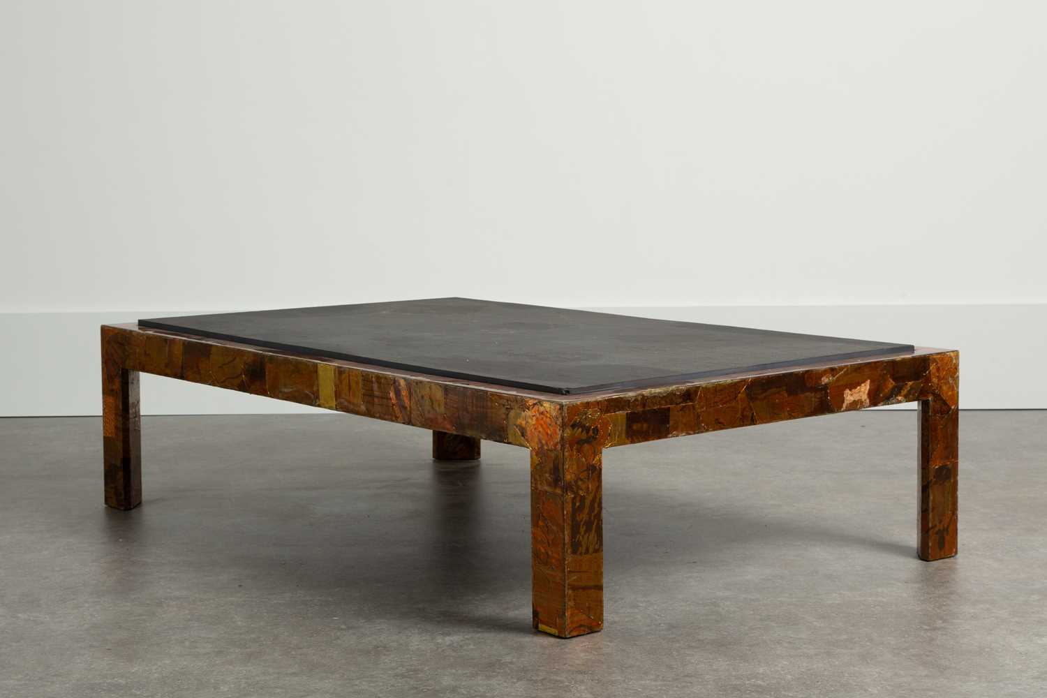 Lot 87 - A lacquered-copper and slate coffee table