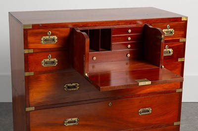 Lot 180 - A mahogany brass-bound campaign secretaire