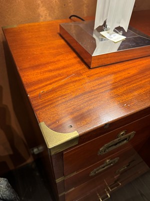 Lot 180 - A mahogany brass-bound campaign secretaire
