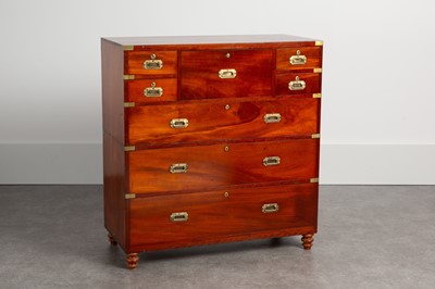 Lot 180 - A mahogany brass-bound campaign secretaire