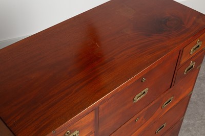 Lot 180 - A mahogany brass-bound campaign secretaire