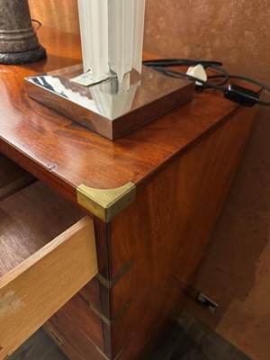 Lot 180 - A mahogany brass-bound campaign secretaire