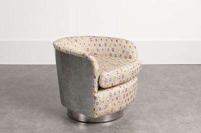 Lot 210 - A steel and upholstered armchair