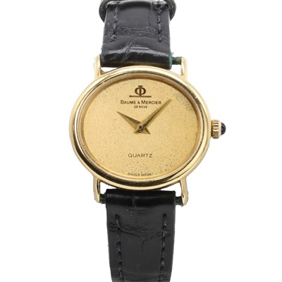 Lot 575 - An 18ct gold Baume & Mercier quartz strap watch