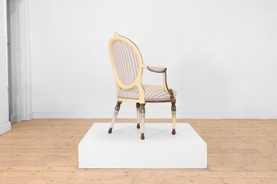 Lot 89 - A George III-style painted beech armchair