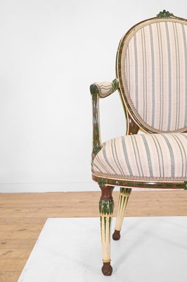 Lot 89 - A George III-style painted beech armchair