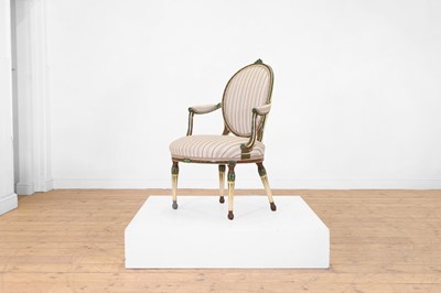 Lot 89 - A George III-style painted beech armchair