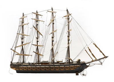 Lot 405 - A scratch built wooden model of a four masted man of war