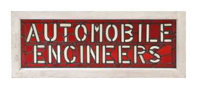 Lot 7 - An 'Automobile Engineers' stained-glass sign