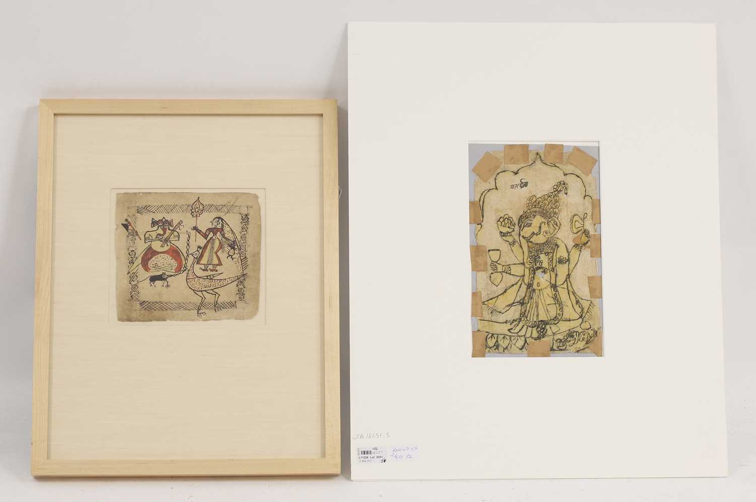 Lot 322 - Two Indian drawings of Ganesha