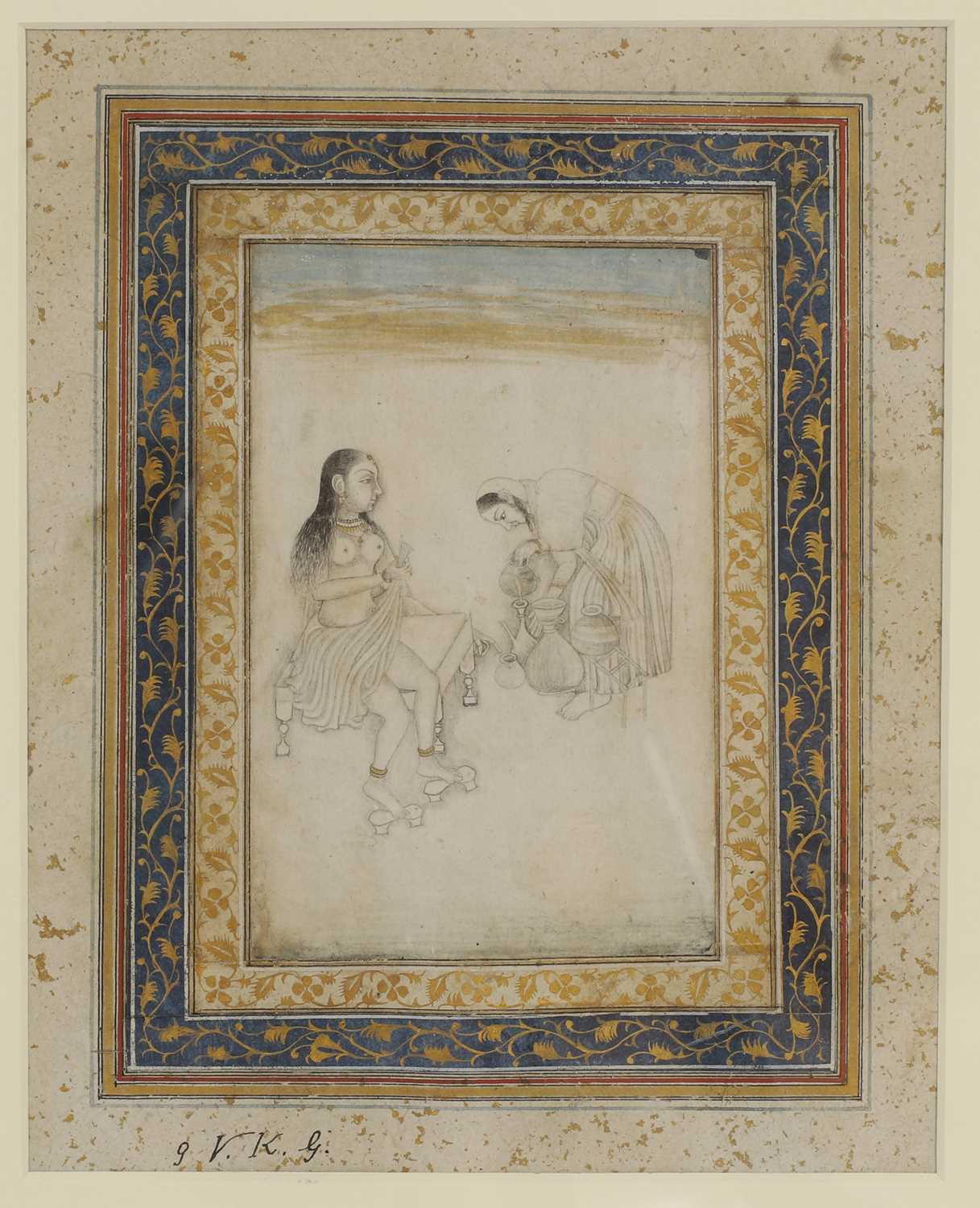 Lot 314 - An Indian drawing of a lady bathing