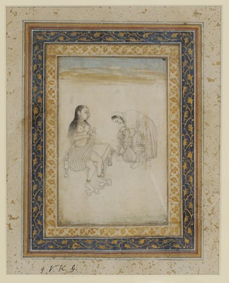Lot 314 - An Indian drawing of a lady bathing