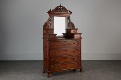 Lot 327 - An export camphorwood campaign dressing chest