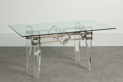 Lot 75 - A Lucite and glass console table
