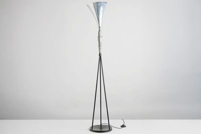 Lot 49 - A sculptural cast-aluminium uplighter ﬂoor lamp