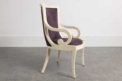 Lot 181 - A pair of tessellated bone dining armchairs
