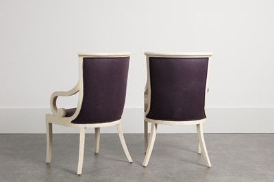 Lot 181 - A pair of tessellated bone dining armchairs