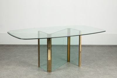 Lot 427 - A Pace brass and glass dining table