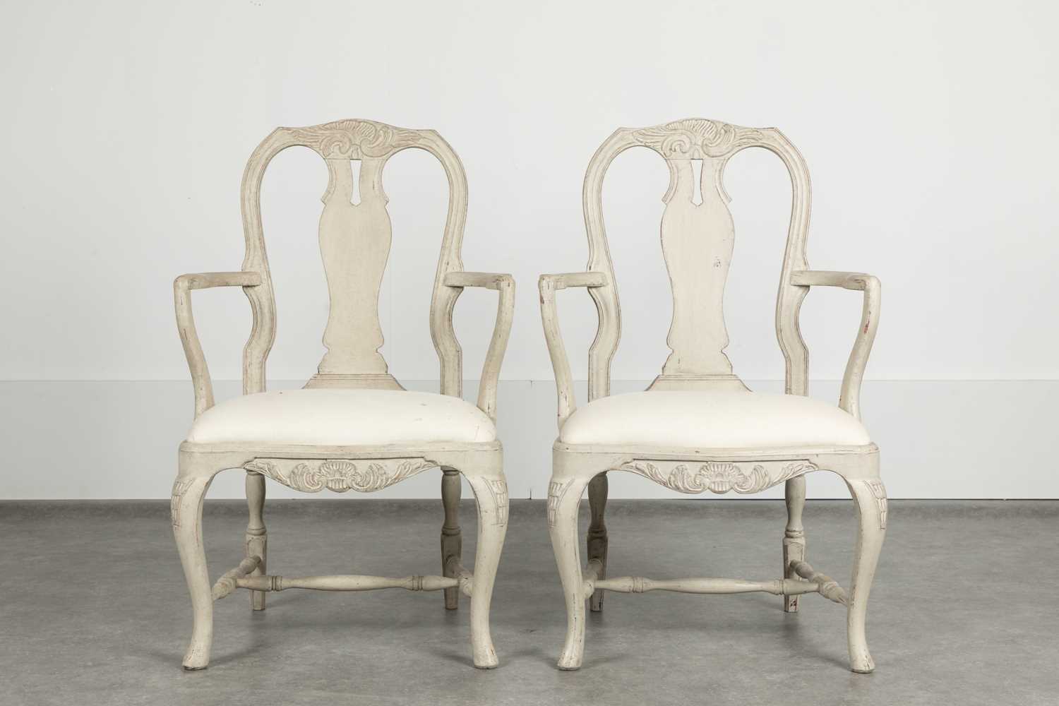 Lot 69 - A pair of painted armchairs