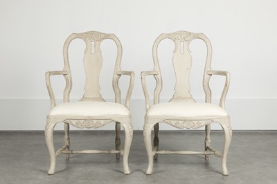 Lot 69 - A pair of painted armchairs