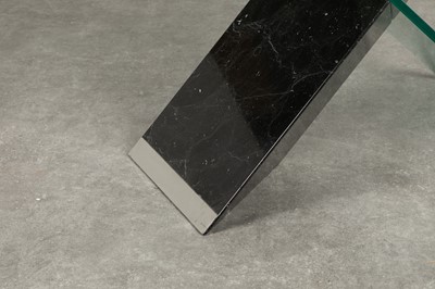 Lot 213 - A black stone and glass console table