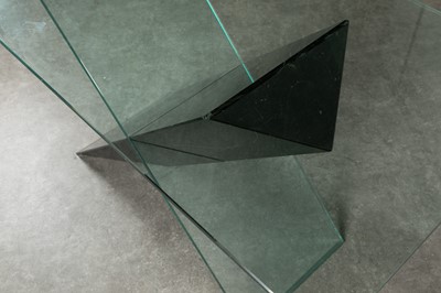 Lot 213 - A black stone and glass console table