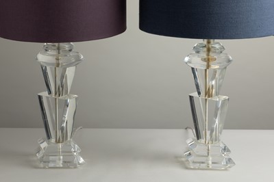 Lot 18 - A pair of sculptural Lucite table lamps