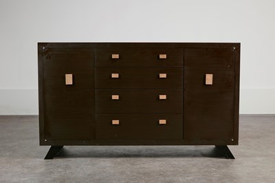 Lot 161 - A brown moulded lacquer cabinet
