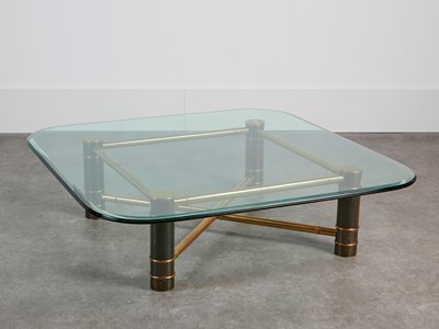 Lot 55 - A patinated and polished-brass coffee table
