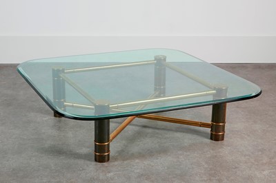 Lot 55 - A patinated and polished-brass coffee table
