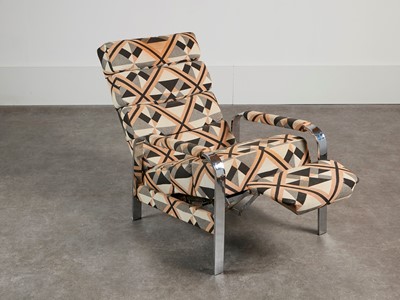 Lot 54 - A chrome-framed reclining armchair