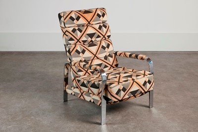 Lot 54 - A chrome-framed reclining armchair