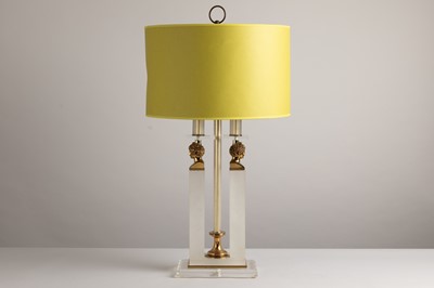 Lot 398 - A neoclassical-style Lucite and brass table lamp