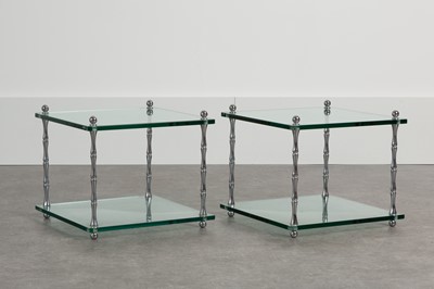 Lot 6 - A pair of simulated bamboo nickel-framed side tables