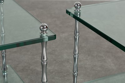 Lot 6 - A pair of simulated bamboo nickel-framed side tables