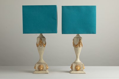 Lot 307 - A pair of cream-painted table lamps